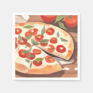 Servilleta De Papel Pizza Gourmet Acuarela de Tomate y Verduras