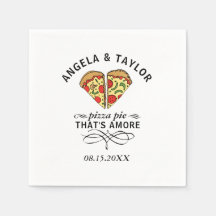 Pizza Love Trendy Boda Monograma Fecha
