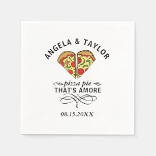 Servilleta De Papel Pizza Love Trendy Boda Monograma Fecha