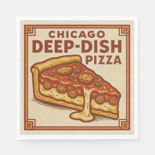 Servilleta De Papel Pizza profunda de Chicago, estilo retro 2026