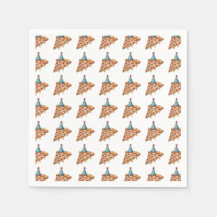 Servilleta De Papel pizza regada con gorra de cumpleaños