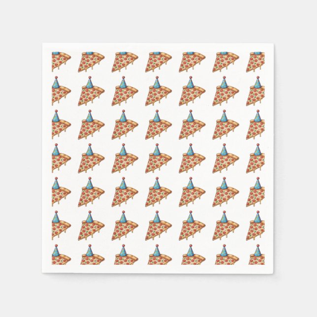 Servilleta De Papel pizza regada con gorra de cumpleaños (Anverso)