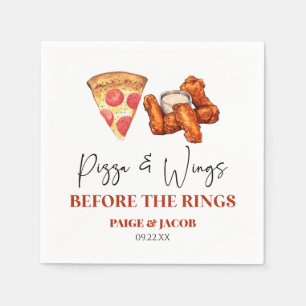 Servilleta De Papel Pizza y Alas Antes de la Cena de Ensayo de la Boda