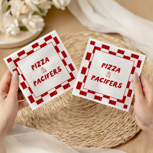 Servilleta De Papel Pizza y chupetes Fiesta de Bebé Roja Italiana