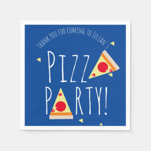 Servilleta De Papel Pizzería Fiesta de Cumpleaños Bold Azul