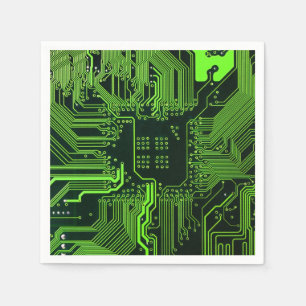 Servilleta De Papel Placa de circuito electrónico verde del nerd de sa