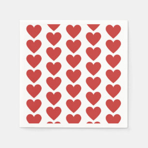 Servilleta De Papel Placa de papel de patrón de corazón rojo clásico