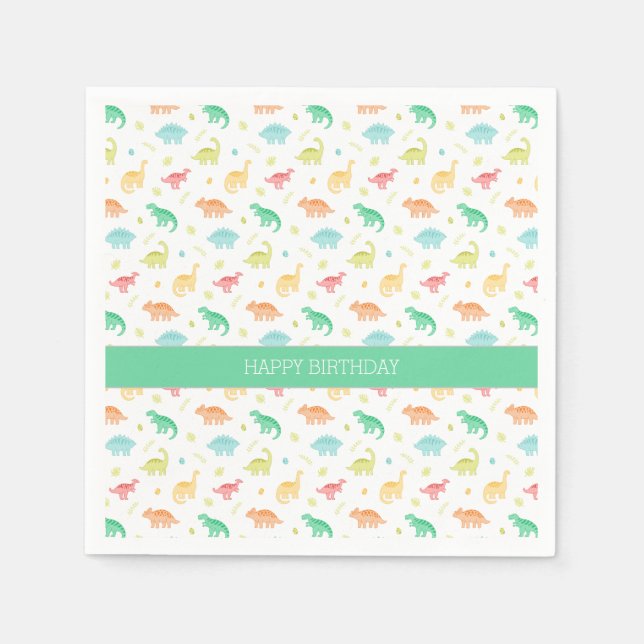 Servilleta De Papel Placa personalizada de papel de dinosaurios - Azul (Anverso)