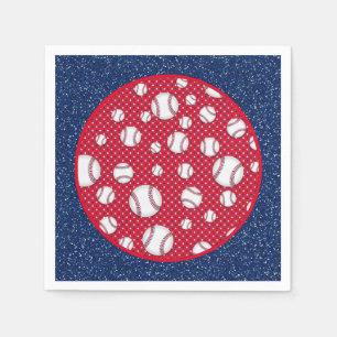 Servilleta De Papel Placa roja de papel de beisbol blanco y azul