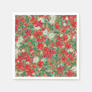 Servilleta De Papel Placas de papel del patrón de la poinsettia de los