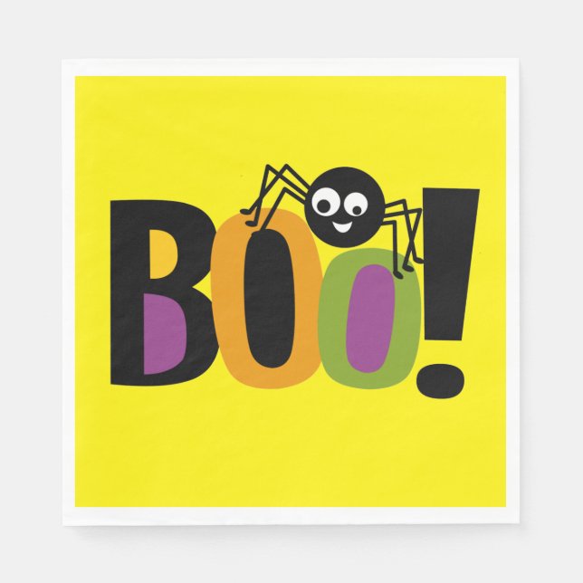 Servilleta De Papel Placas de papel Spider BOO Halloween (Anverso)
