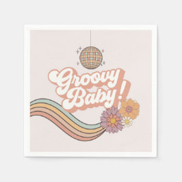 Servilleta De Papel Placas Fiestas retro de Baby Shower Groovy
