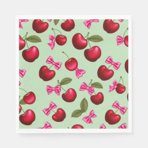 Servilleta De Papel Placas picnicas - Grandes cerezas negritas y arcos