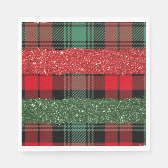 Servilleta De Papel Plaid and Glitter Paper Napkin (Anverso)