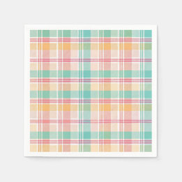 Servilleta De Papel Plaid de cuadros multicolor