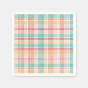 Servilleta De Papel Plaid de cuadros multicolor
