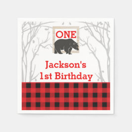 Servilleta De Papel Plaid de Oso Rústico Fiesta de Baby Shower Boda