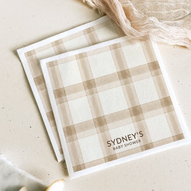 Servilleta De Papel Plaid Neutral Elegante (Subido por el creador)