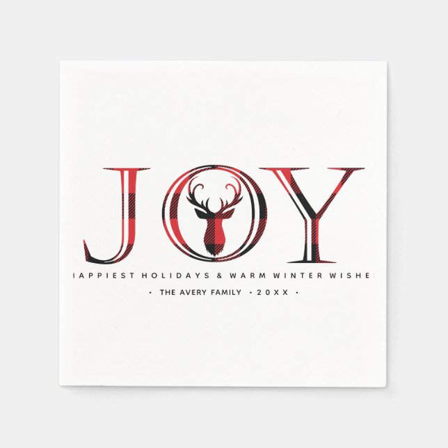 Servilleta De Papel Plaid Personalized Navidades Joy (Anverso)