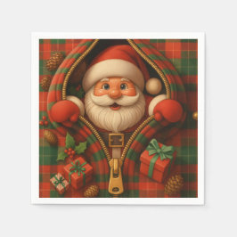 Servilleta De Papel Plaid Santa Claus Christmas Design