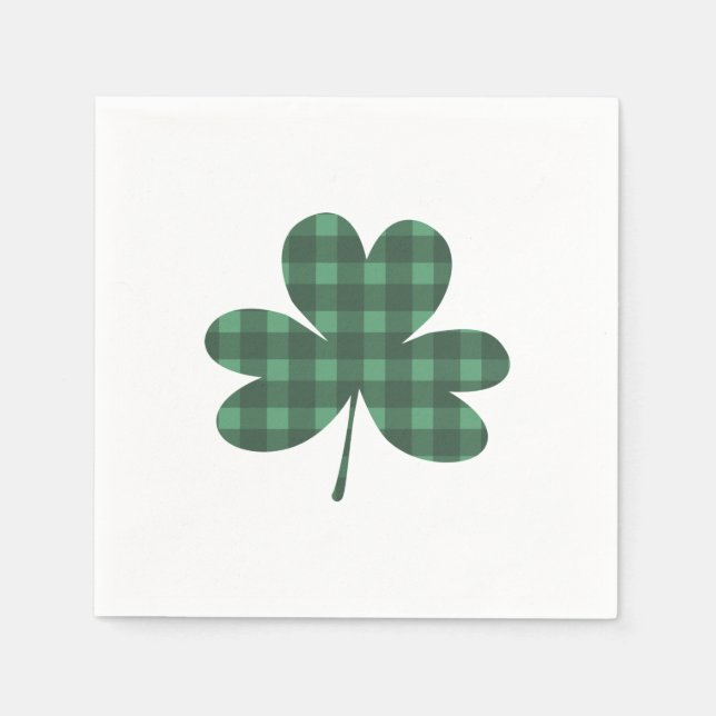 Servilleta De Papel Plaid Shamrock Día de San Patricio      (Anverso)