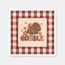 Servilleta De Papel Plaid & Whimsy – Festive Thanksgiving Turkey