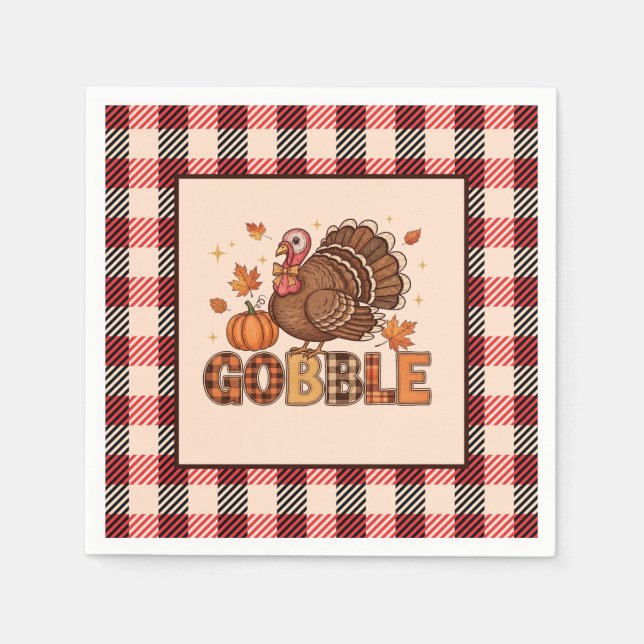 Servilleta De Papel Plaid & Whimsy – Festive Thanksgiving Turkey (Anverso)