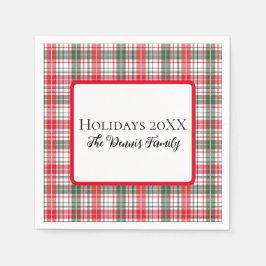 Servilleta De Papel Plaid Winter Holiday Christmas Name Customized
