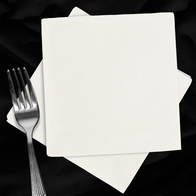 Servilleta De Papel Plain Ecru Off White Blank Cocktail Boda (Blank ecru white cocktail napkins for weddings. Fork for scale.)