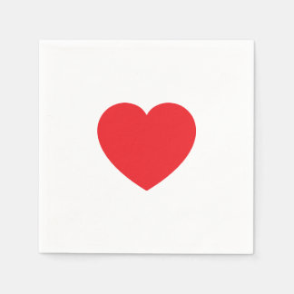 Servilleta De Papel Plain Modern White Red Love Heart Graphic
