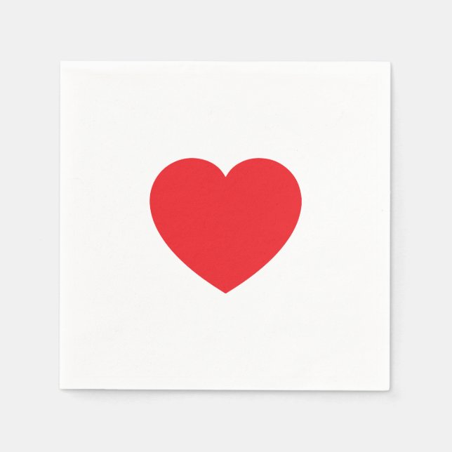 Servilleta De Papel Plain Modern White Red Love Heart Graphic (Anverso)