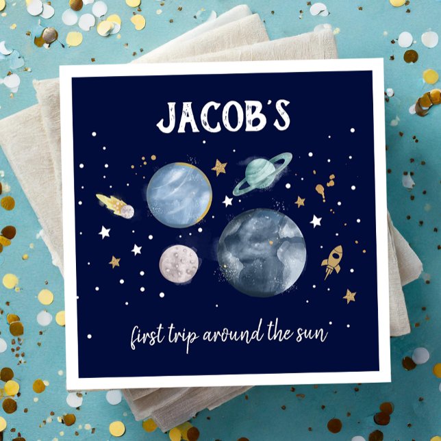 Servilleta De Papel Planetas del espacio exterior Galaxy Gold Blue Boy (Subido por el creador)
