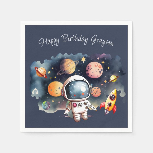 Servilleta De Papel Planetas ultraespaciales Blue (Anverso)