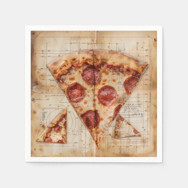 Servilleta De Papel Plano Vintage Pizza (Anverso)