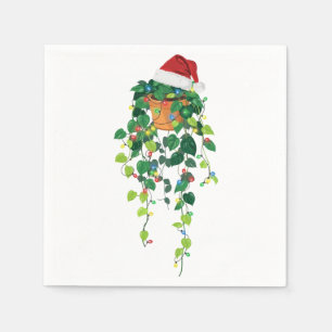 Servilleta De Papel Planta colgante Pothos sombrero de Santa luces de