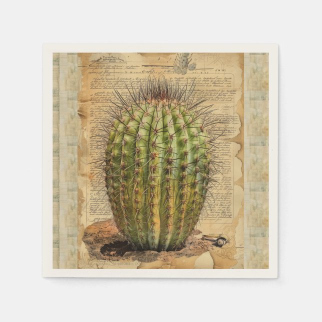Servilleta De Papel Planta de Cactus de Barrel Ephemera (Anverso)