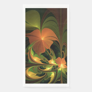 Servilleta De Papel Planta de fantasía abstracta verde herrumbre marró