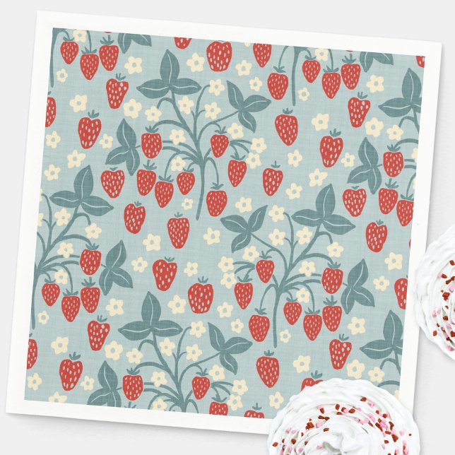 Servilleta De Papel Planta de Fresa de Estilo Antiguo (Vintage style strawberry plant party paper napkins)