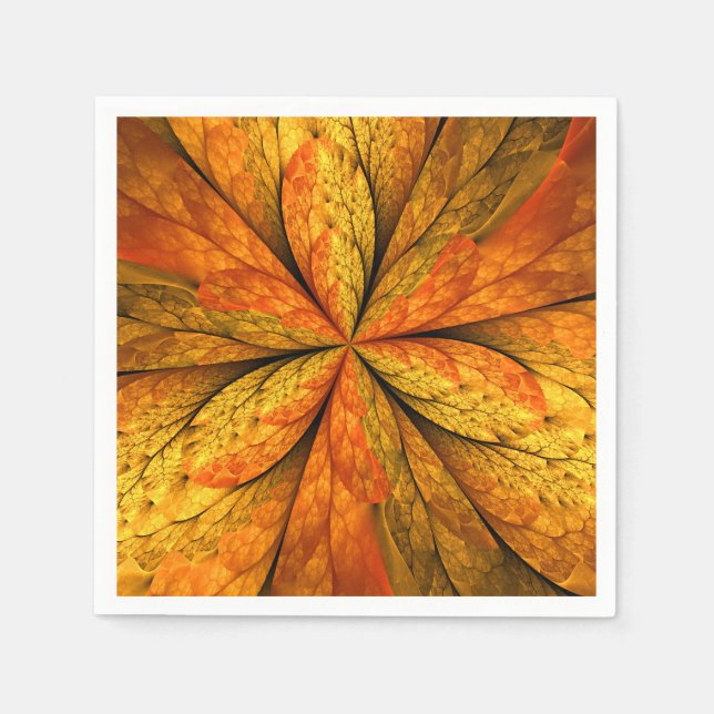 Servilleta De Papel Planta de otoño, arte fractal abstracto moderno de (Anverso)