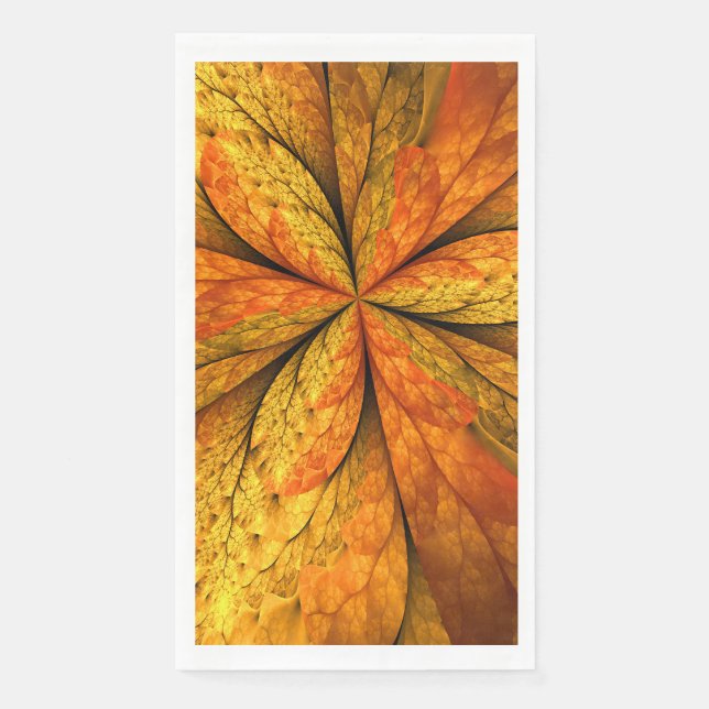 Servilleta De Papel Planta de otoño, hoja de arte fractal abstracta mo (Anverso)