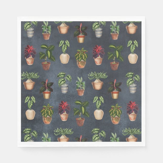 Servilleta De Papel Plantas de acuarela Protegidas Terracotta Pots Rús (Anverso)