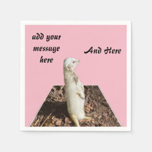 Servilleta De Papel Plantilla de Arte Dimensional de Meerkat Blanco,