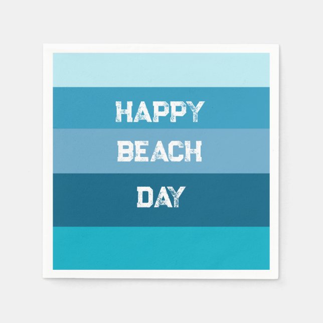 Servilleta De Papel Plantilla de cumpleaños de franjas azules (Anverso)