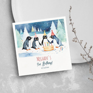 Servilleta De Papel Plantilla de cumpleaños del Ártico pingüino