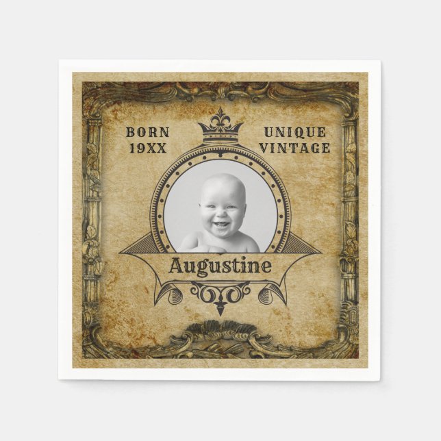 Servilleta De Papel Plantilla de fotografía de cumpleaños personalizad (Anverso)