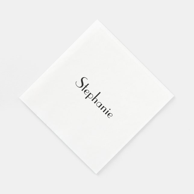 Servilleta De Papel Plantilla de Monograma de Nombre Negro Blanco Pers (Esquina)