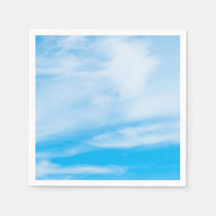 Servilleta De Papel Plantilla de nubes blancas de cielo azul elegante 