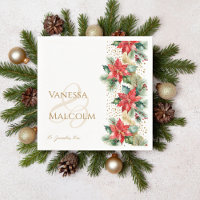 Plantilla de oro de poinsettia de bodas de inviern