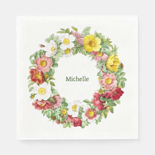 Servilleta De Papel Plantilla de Wreath Floral de Springtime (Anverso)