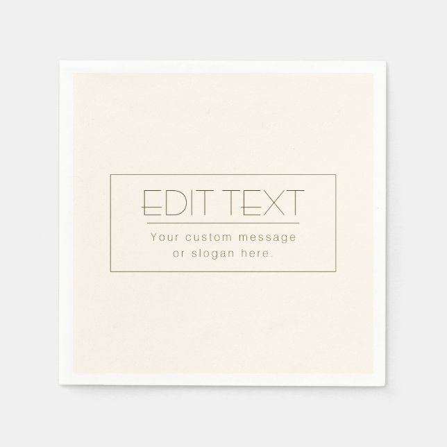Servilleta De Papel Plantilla editable elegante | Blanco sucio y marró (Anverso)